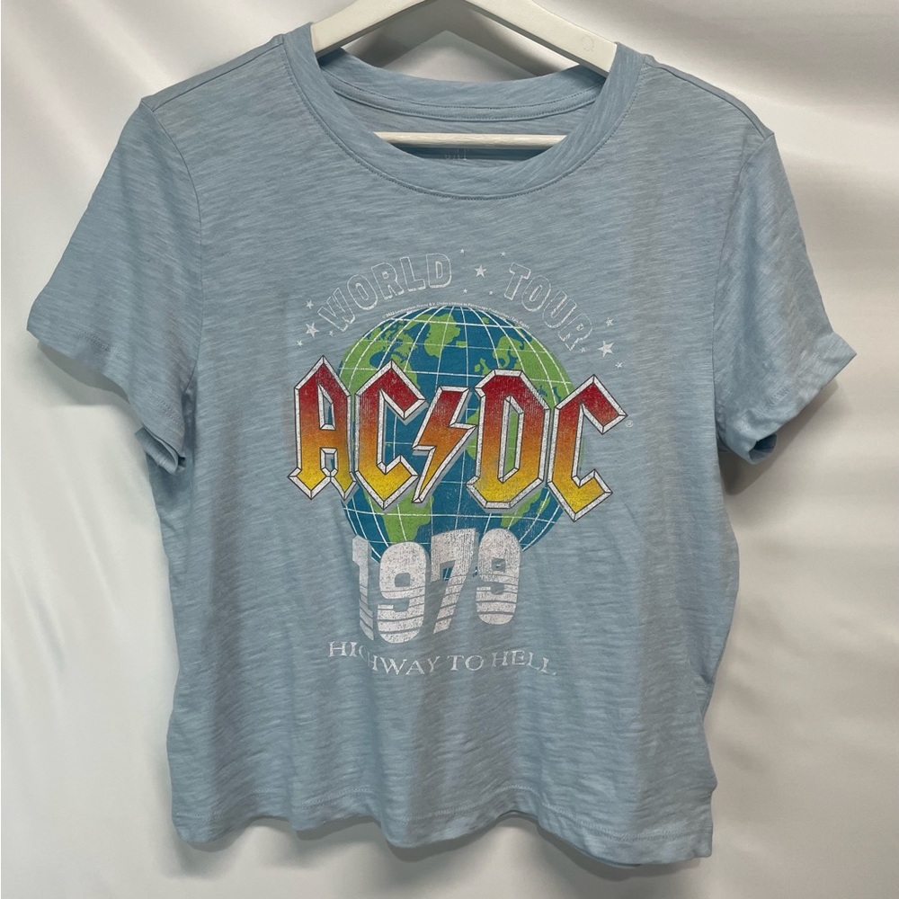 AC/DC Cropped Tee T Shirt Top 100% Cotton NWT Great Gift! XS-XL